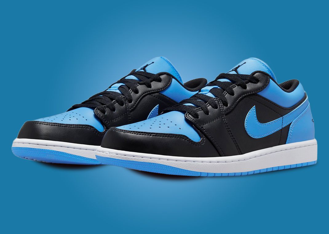 Two Iconic Colorways Collide On The Air Jordan 1 Low Black ...
