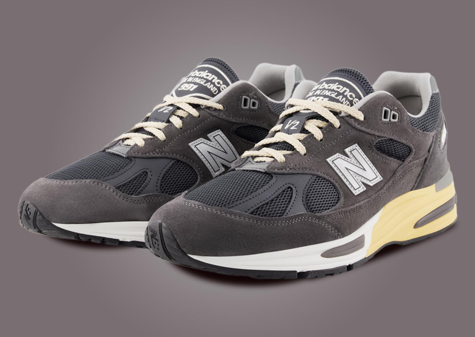 New Balance 991v2 Made in UK Dark Gull Grey Angle