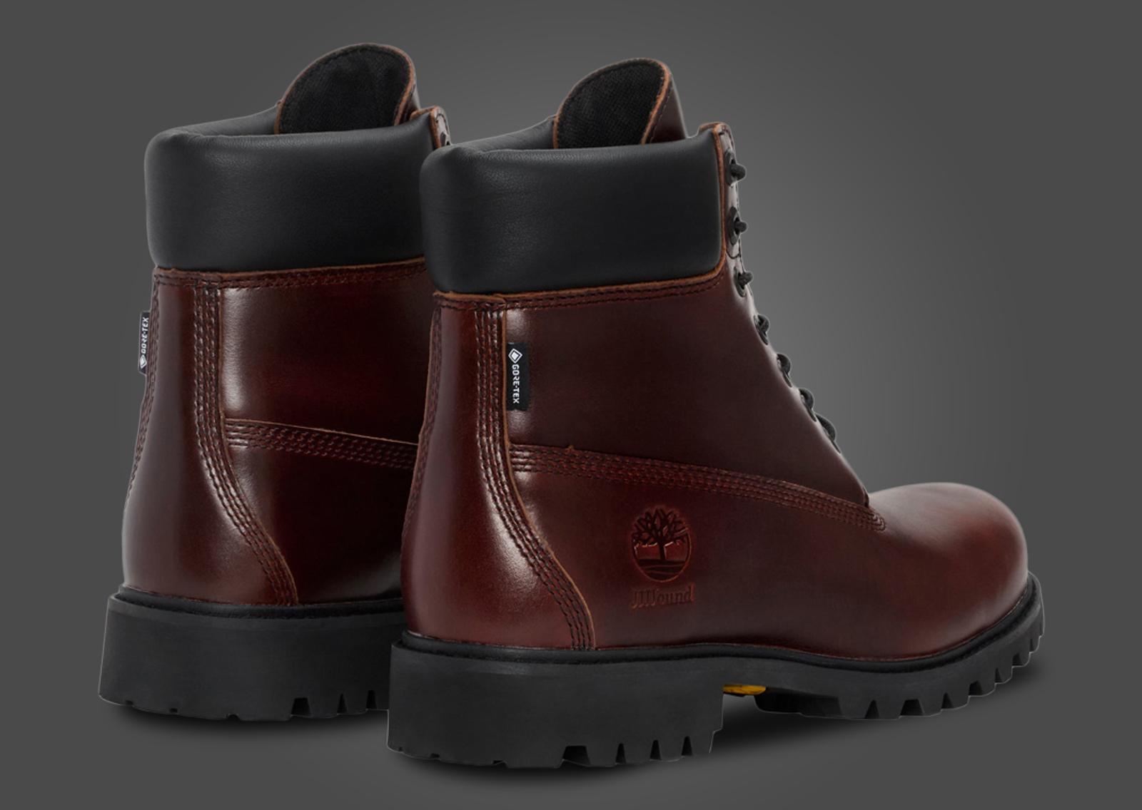 JJJJound x Timberland 6-Inch Boot GTX Oxblood Heel Angle