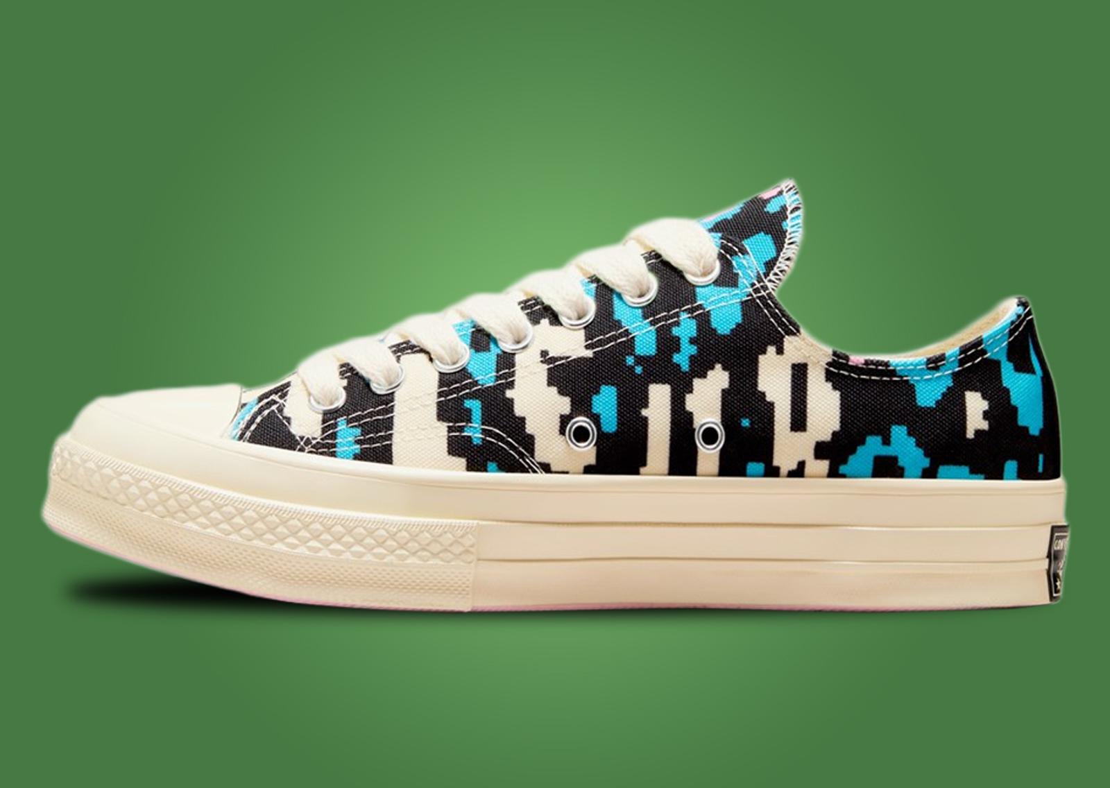 GOLF le FLEUR* x Converse Chuck 70 Ox Digital Leopard Black Blue Cream Medial