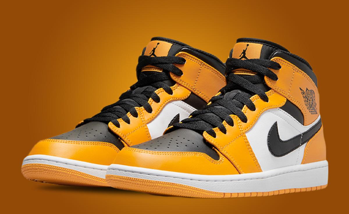 The Air Jordan 1 Mid Appears With A Yellow Toe