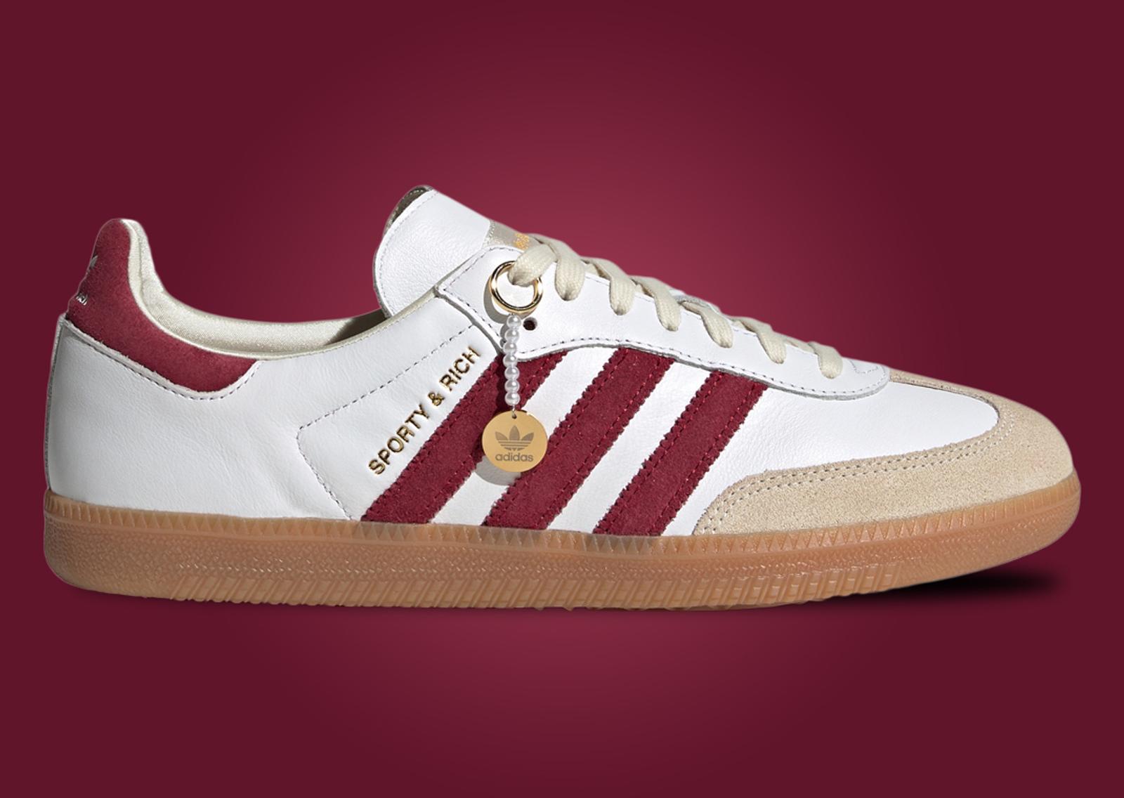 Sporty & Rich x adidas Samba White Collegiate Burgundy Lateral