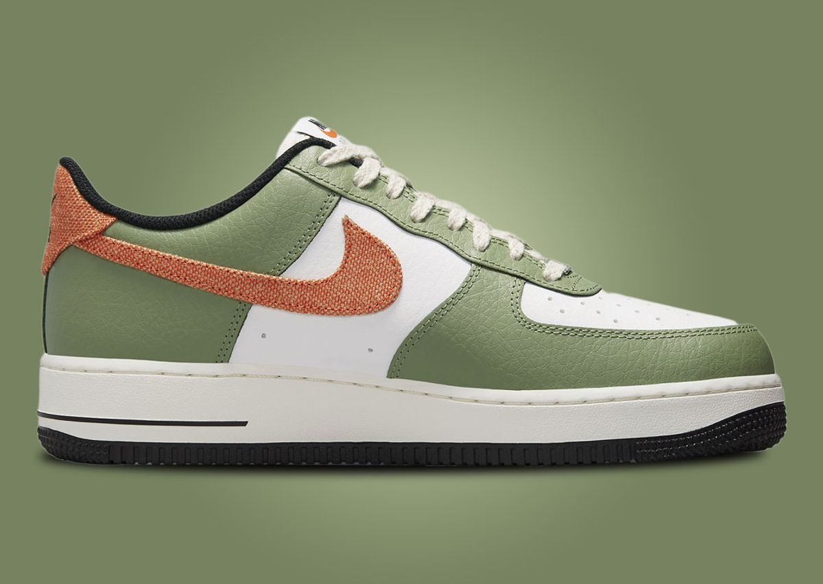 Get Spring-Ready With The Nike Air Force 1 Low Oil Green Safety Orange