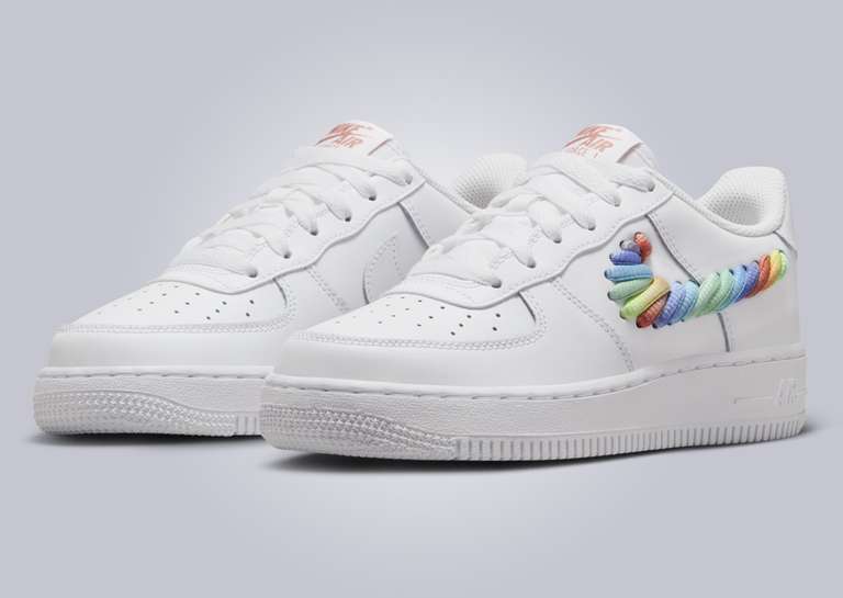 Nike Air Force 1 Low Rainbow Lace Swoosh (GS) Angle