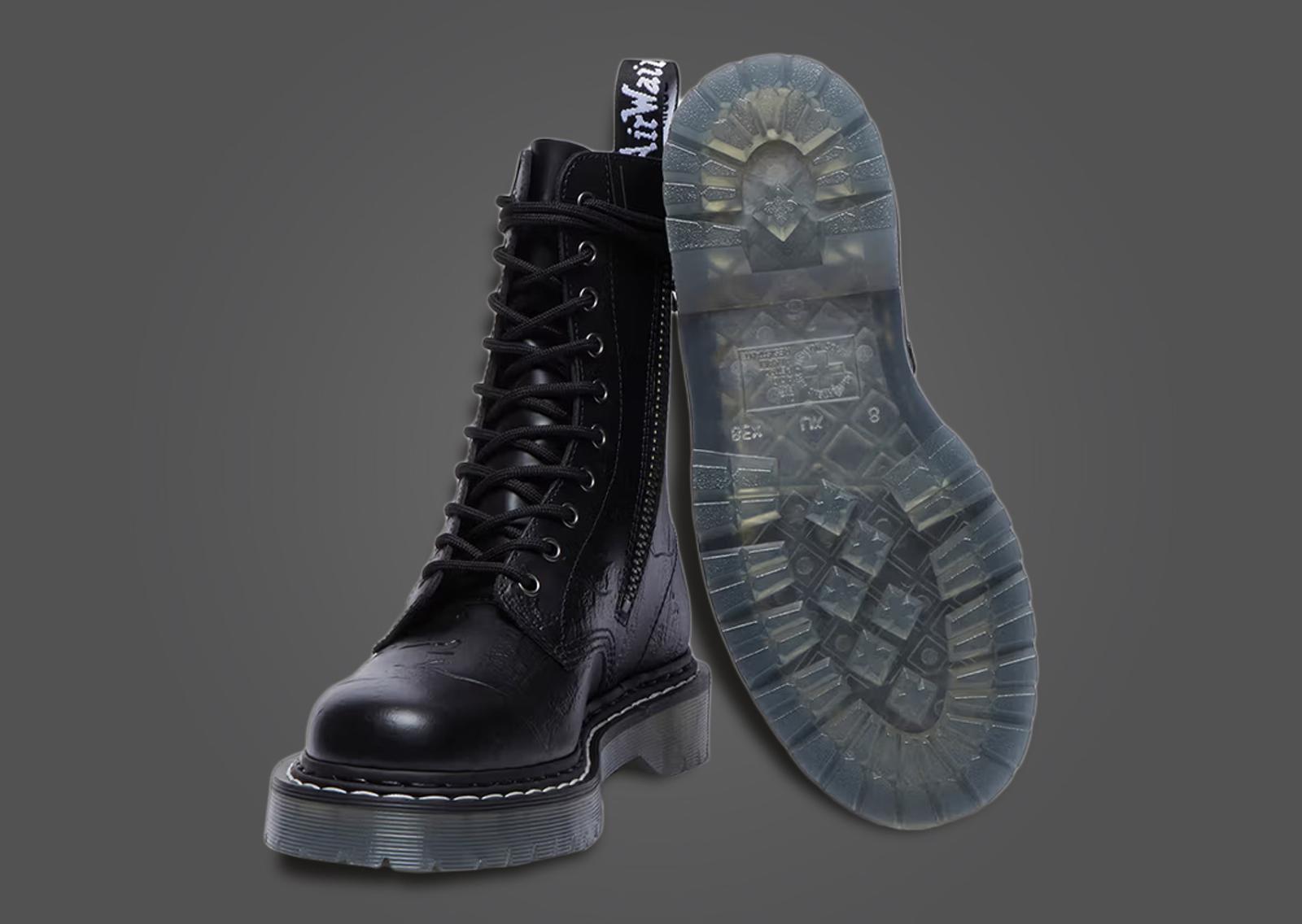 Nine Inch Nails x Dr. Martens 1490 10-Eye Boot The Downward Spiral Front & Outsole