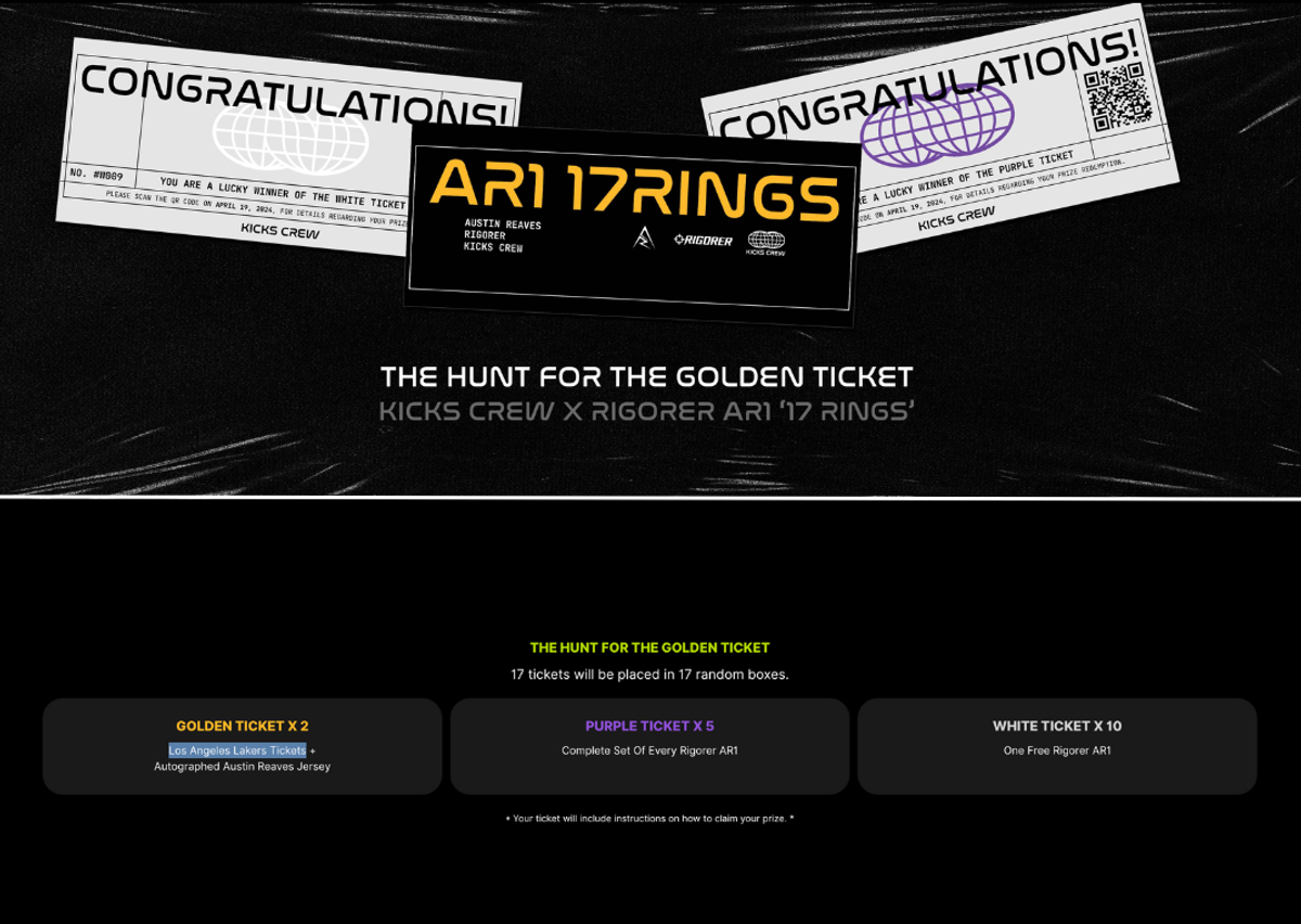 Kick Crew Golden Ticket Giveaway Rigorer AR 1 17 Rings