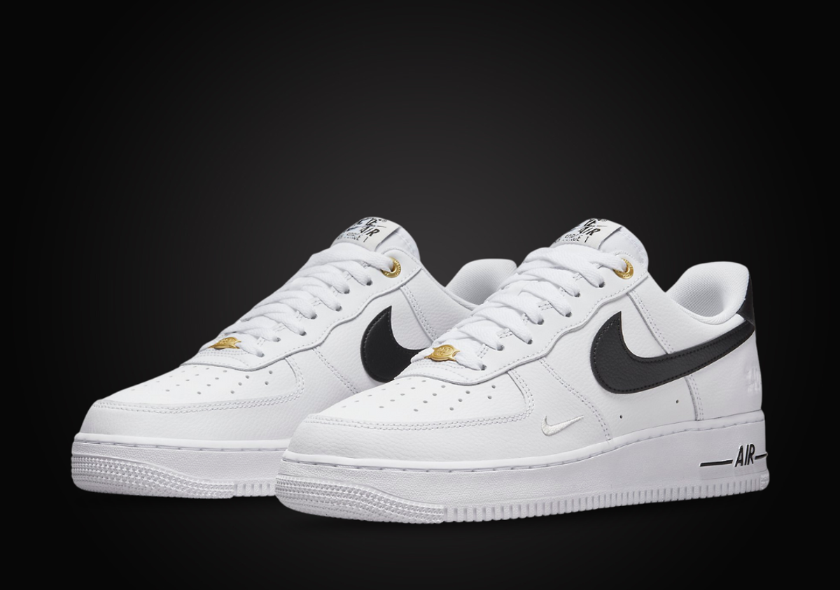 Nike Air Force 1 07 LV8 40th Anniversary White Black Shoes 