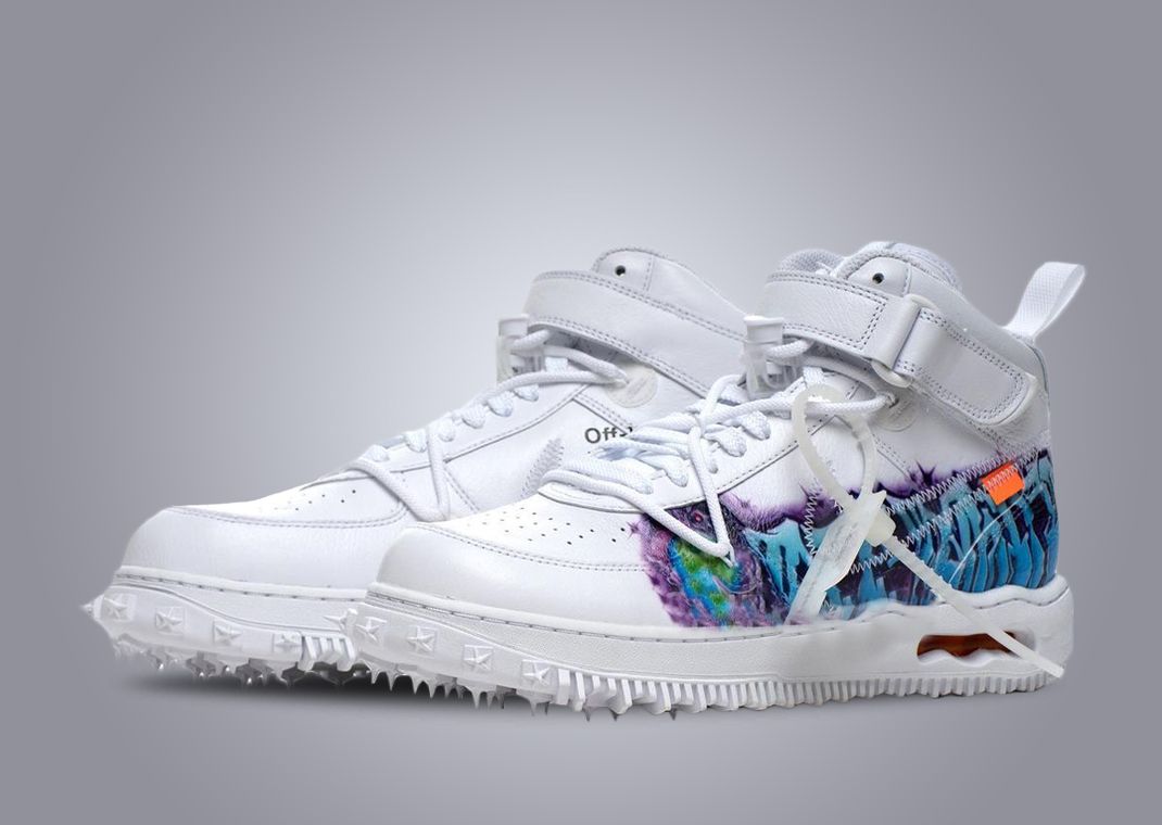 The Off-White x Nike Air Force 1 Mid White Graffiti Releases June 22