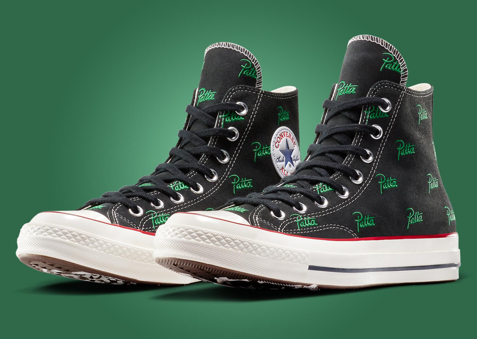 Patta x Converse Chuck Taylor 70 Black Jolly Green Angle