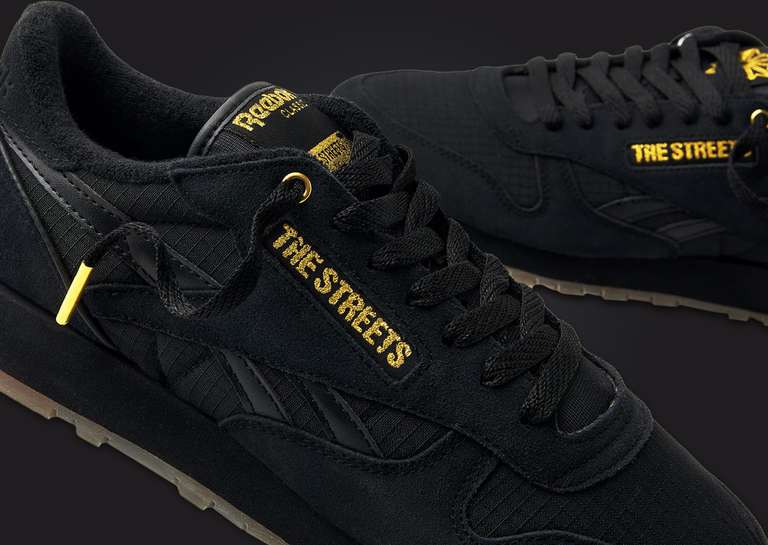 END. x The Streets x Reebok Classic Leather Black Angle