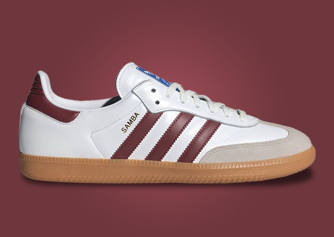 The adidas Samba OG Cloud White Collegiate Burgundy Releases March 2024