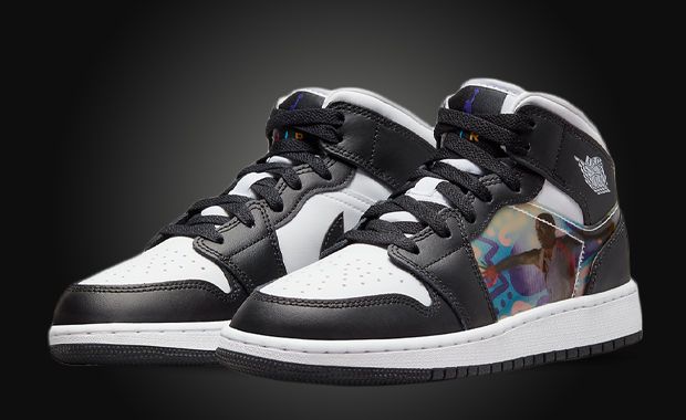 Nike Air Jordan 1 Mid Hologram Black White Sneakers Shoes DR9495-001 SZ 6 / W7.5 store