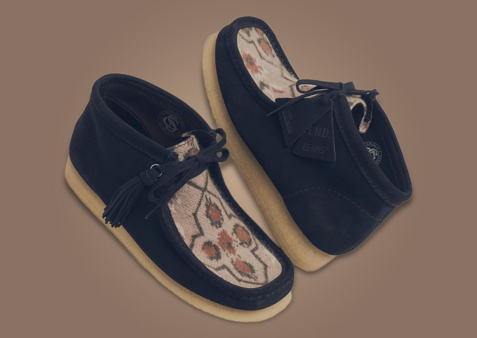 End x Beams Plus x Clarks Originals Wallabee Boot Ski Club Lateral and Medial