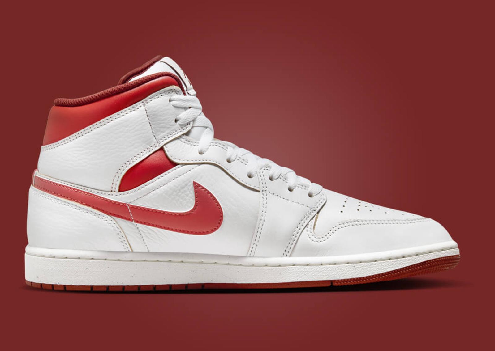 Air Jordan 1 Mid White Dune Red Medial