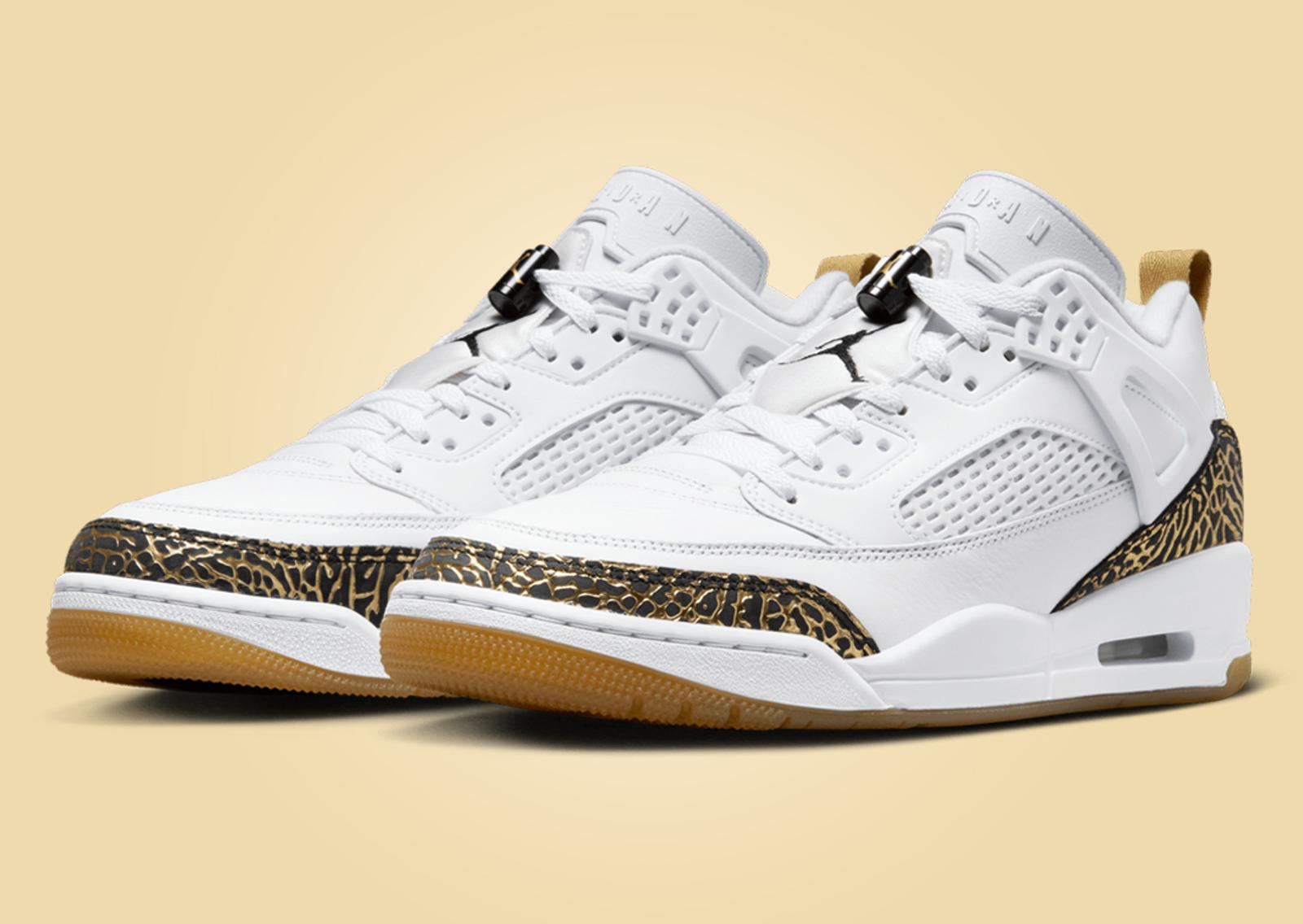 Jordan Spizike Low White Black Metallic Gold Angle