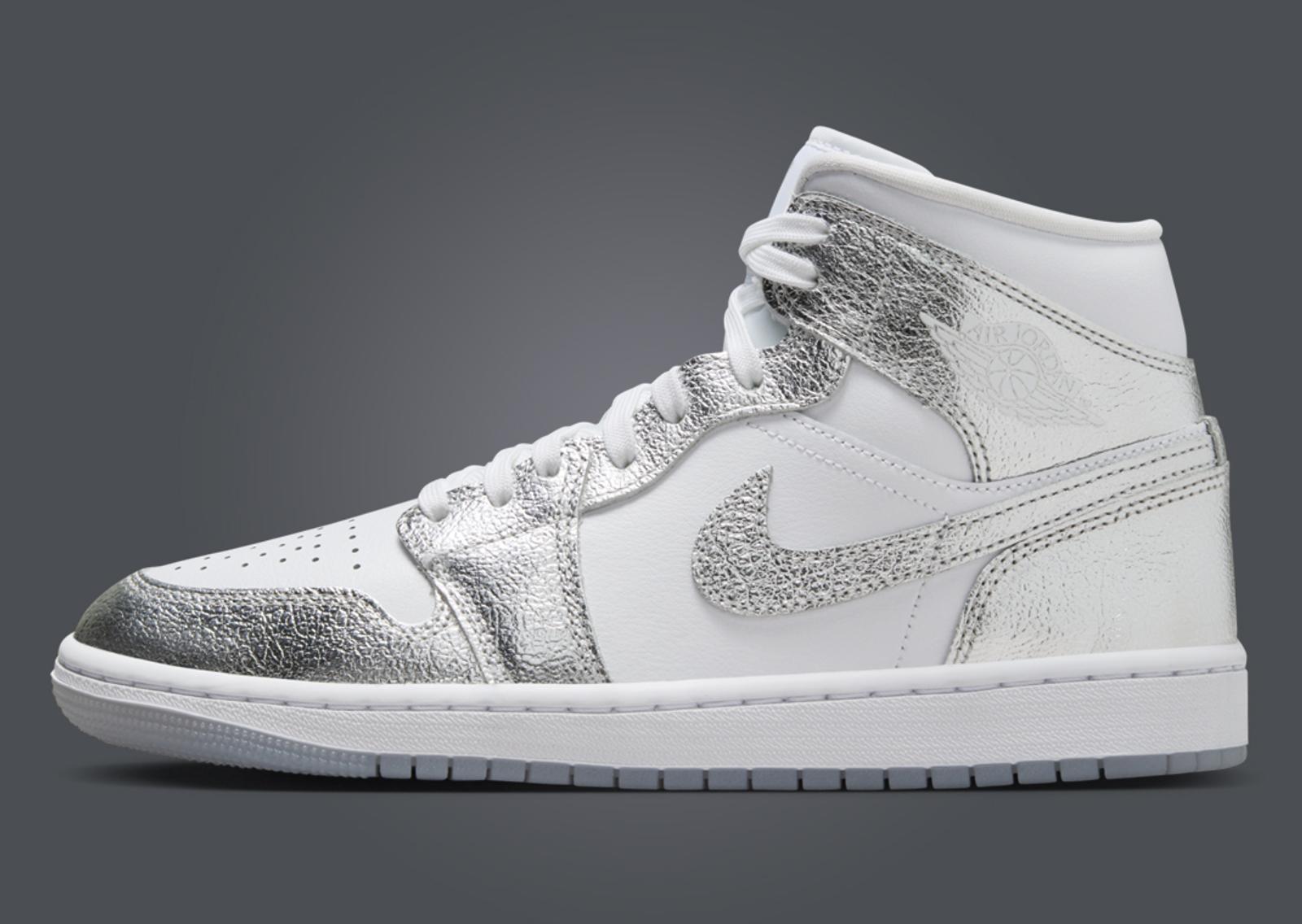 Air Jordan 1 Mid SE Metallic Silver (W) Lateral