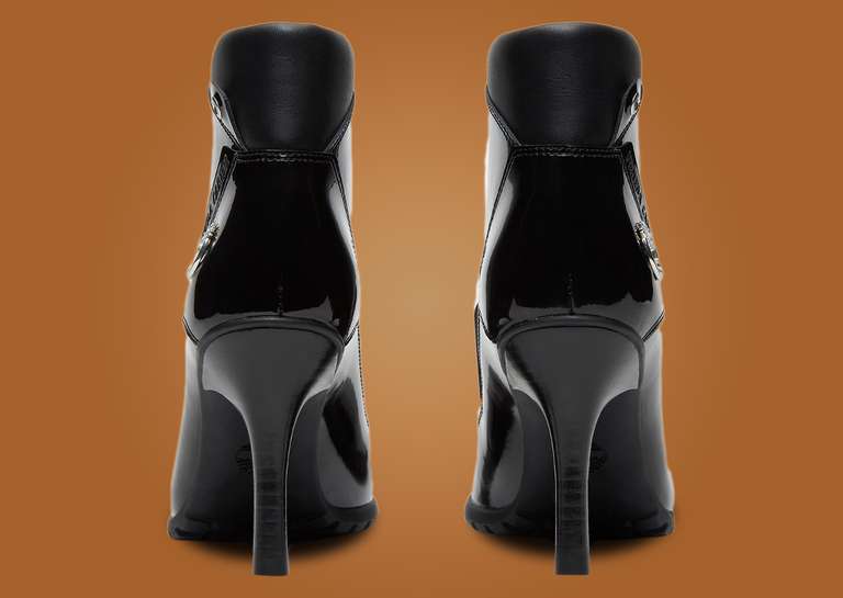 Veneda Carter x Timberland Front Zip Heel Boot Black Patent (W) Heel