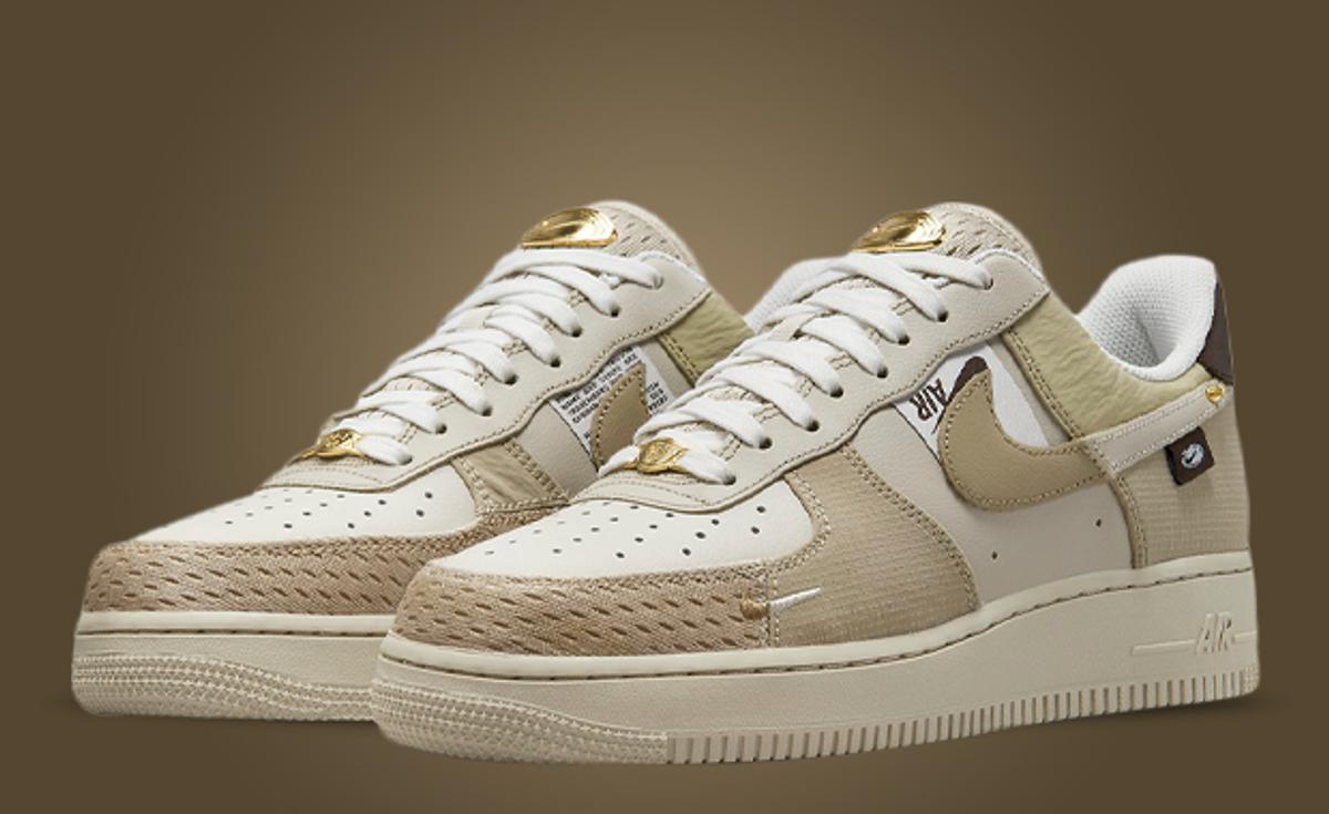 Tan And Gold Help Create The Nike Air Force 1 Low Tan Bling