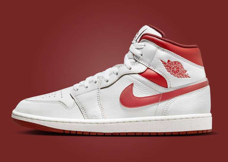 Air Jordan 1 Mid White Dune Red Lateral