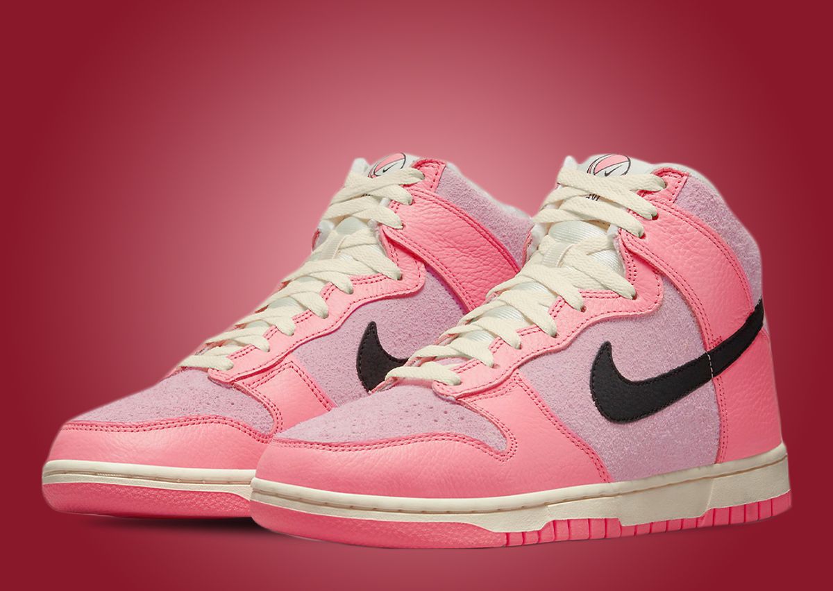 Pink and white dunks high Clearance