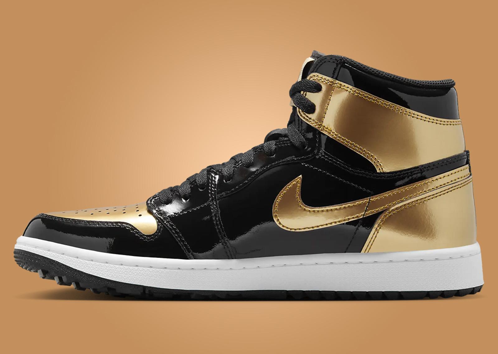 Air Jordan 1 High Golf Black Metallic Gold Medial