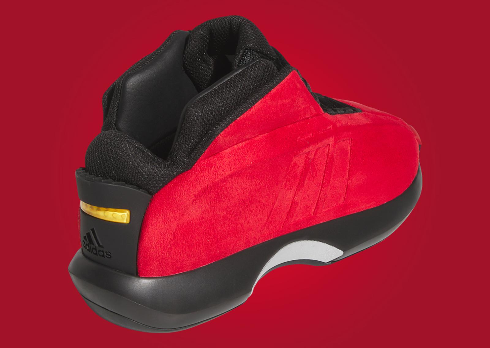 adidas Crazy 1 Red Suede Heel Angle