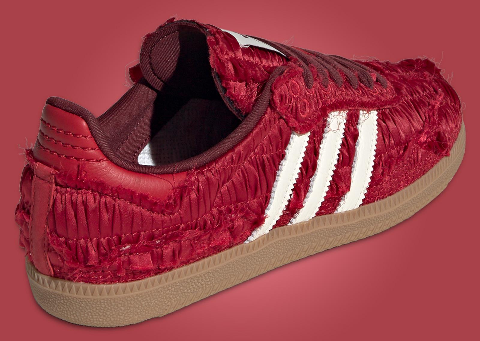 Caroline Hu x adidas Samba OG Satin Power Red (W) Heel Angle