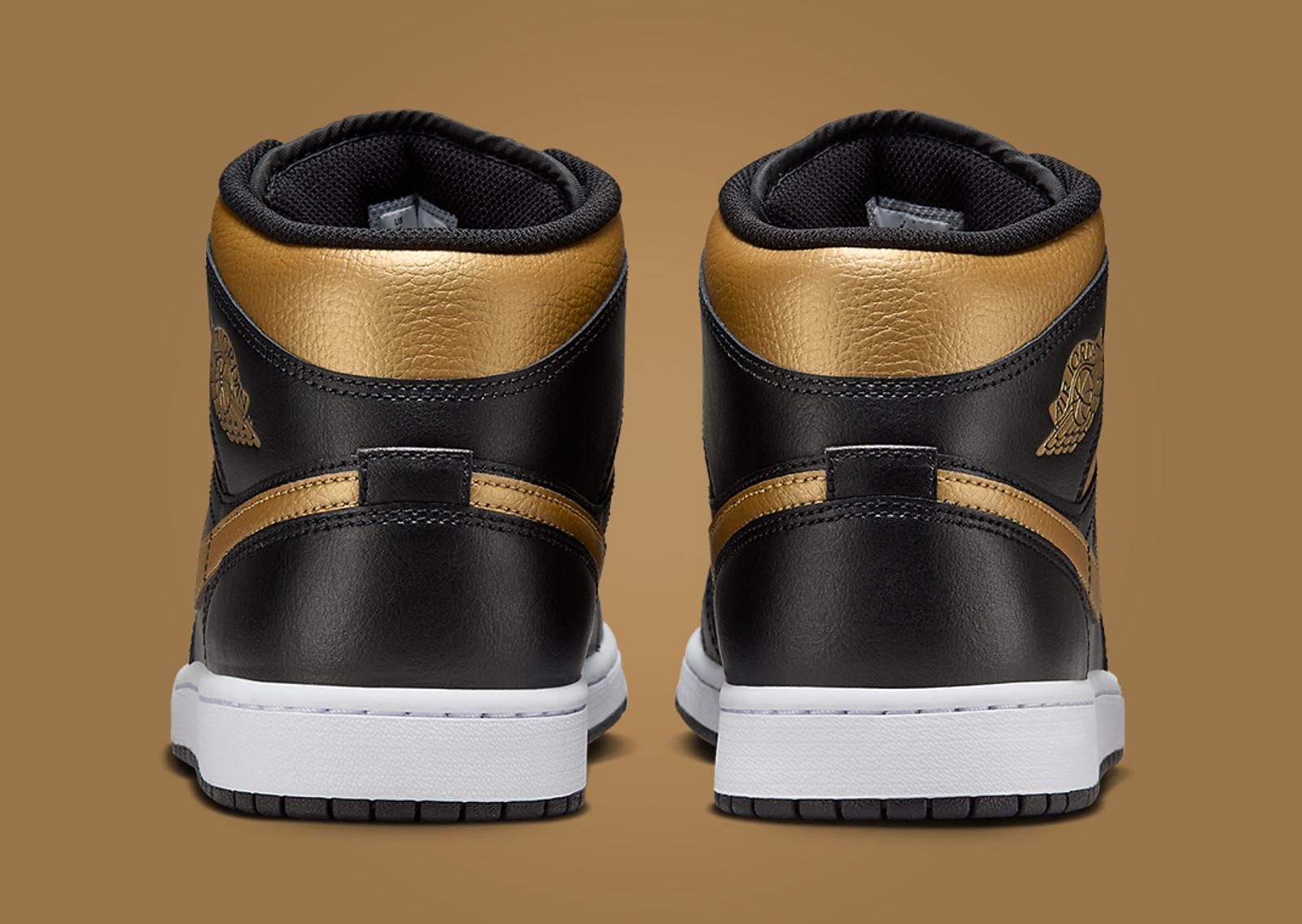 Air Jordan 1 Mid Black Gold Back