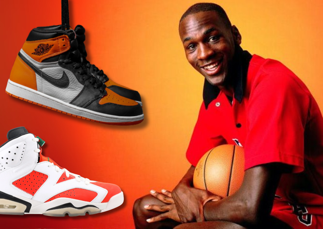 Michael Jordan with Orange Jordans