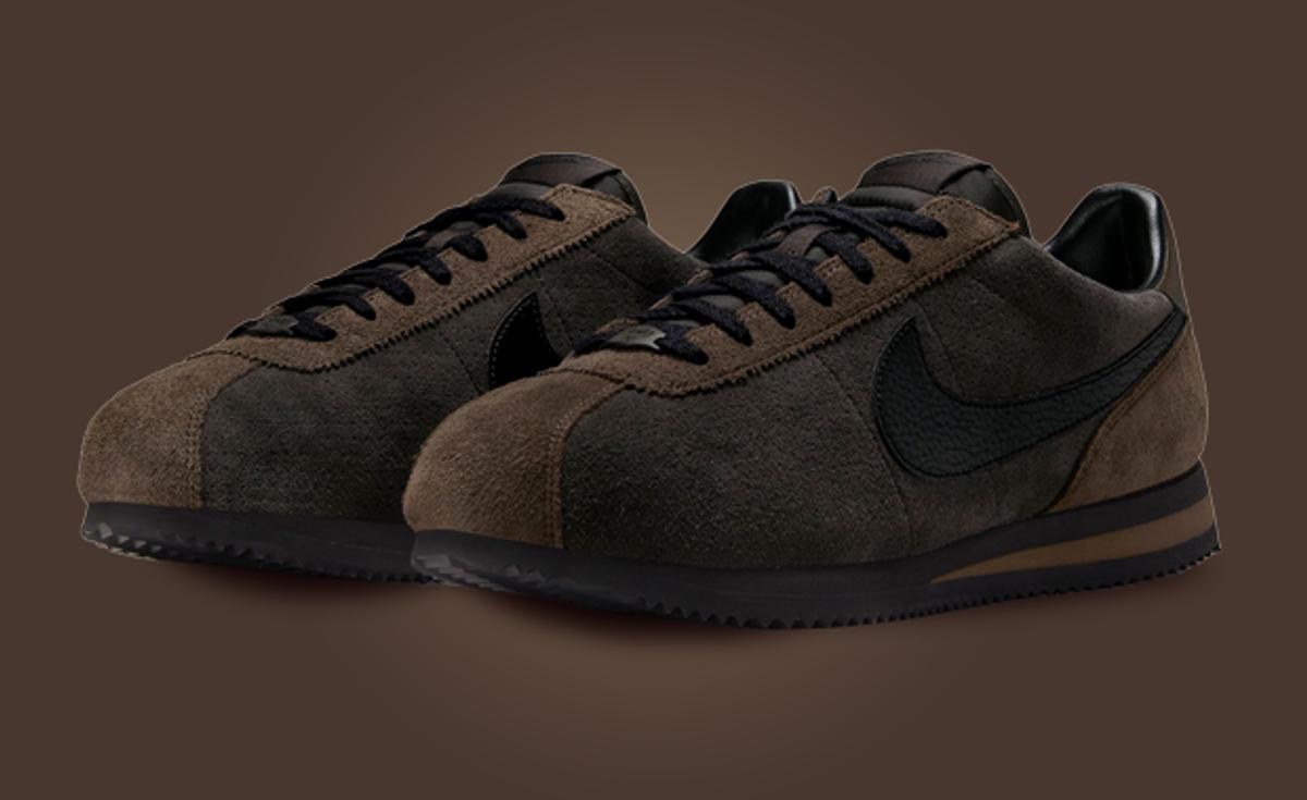 Supple Velvet Brown Suede Drapes Over The Nike Cortez