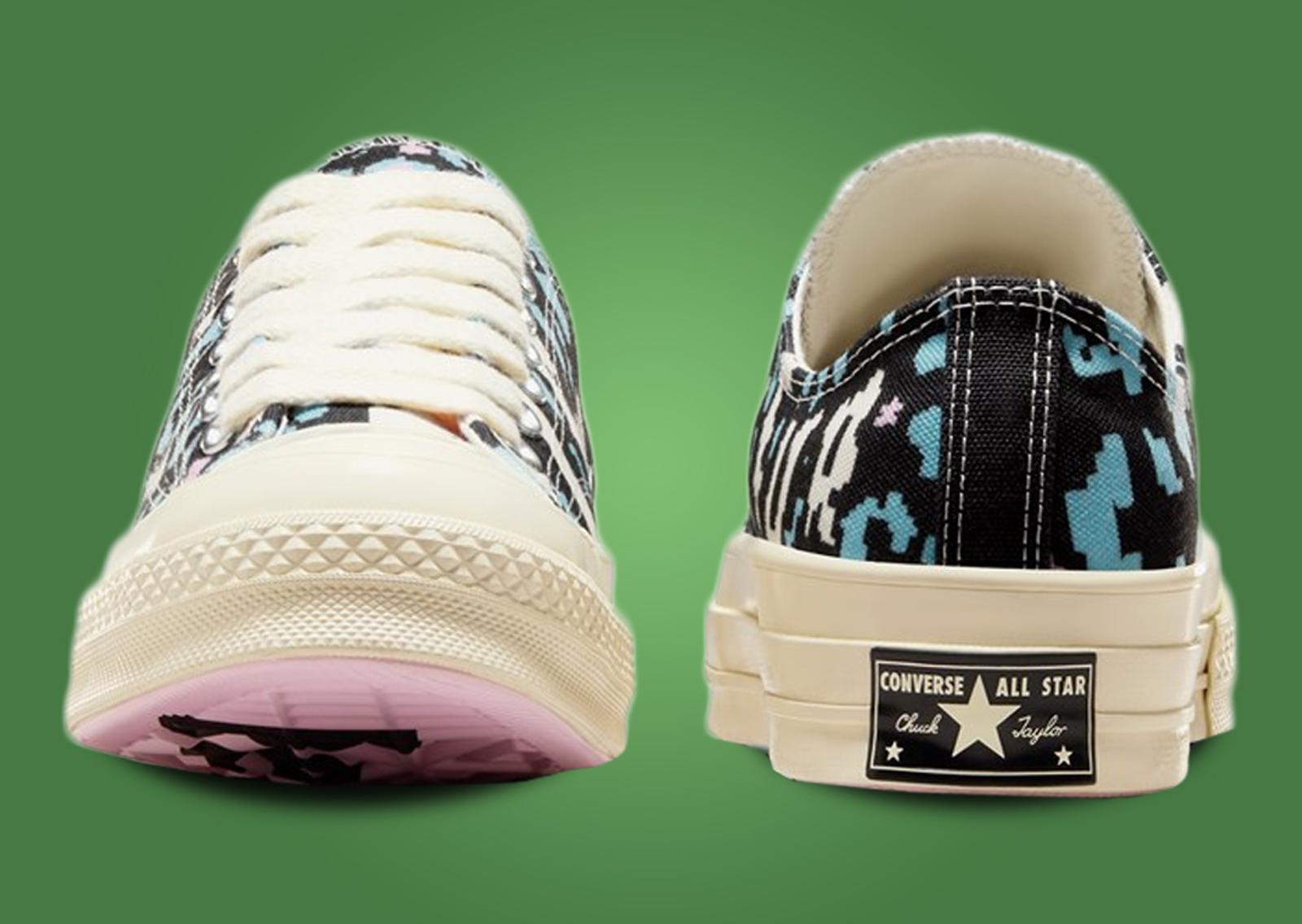 GOLF le FLEUR* x Converse Chuck 70 Ox Digital Leopard Black Blue Cream Toe and Heel