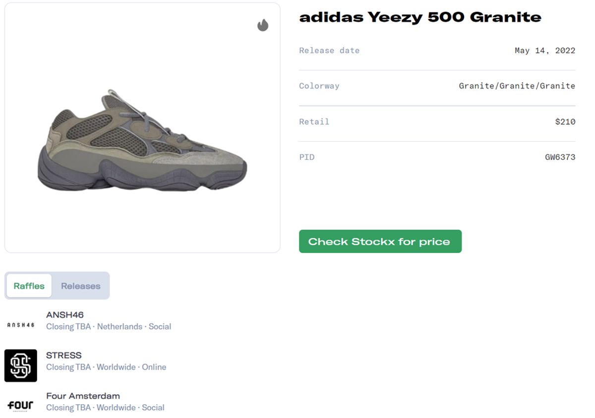 Where To Buy The adidas Yeezy 500 Granite