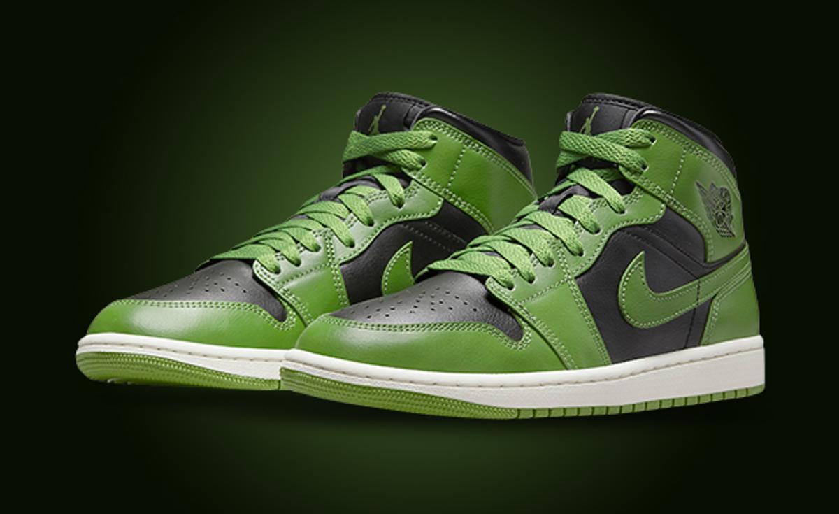 This Air Jordan 1 Mid Comes In Black And Altitude Green