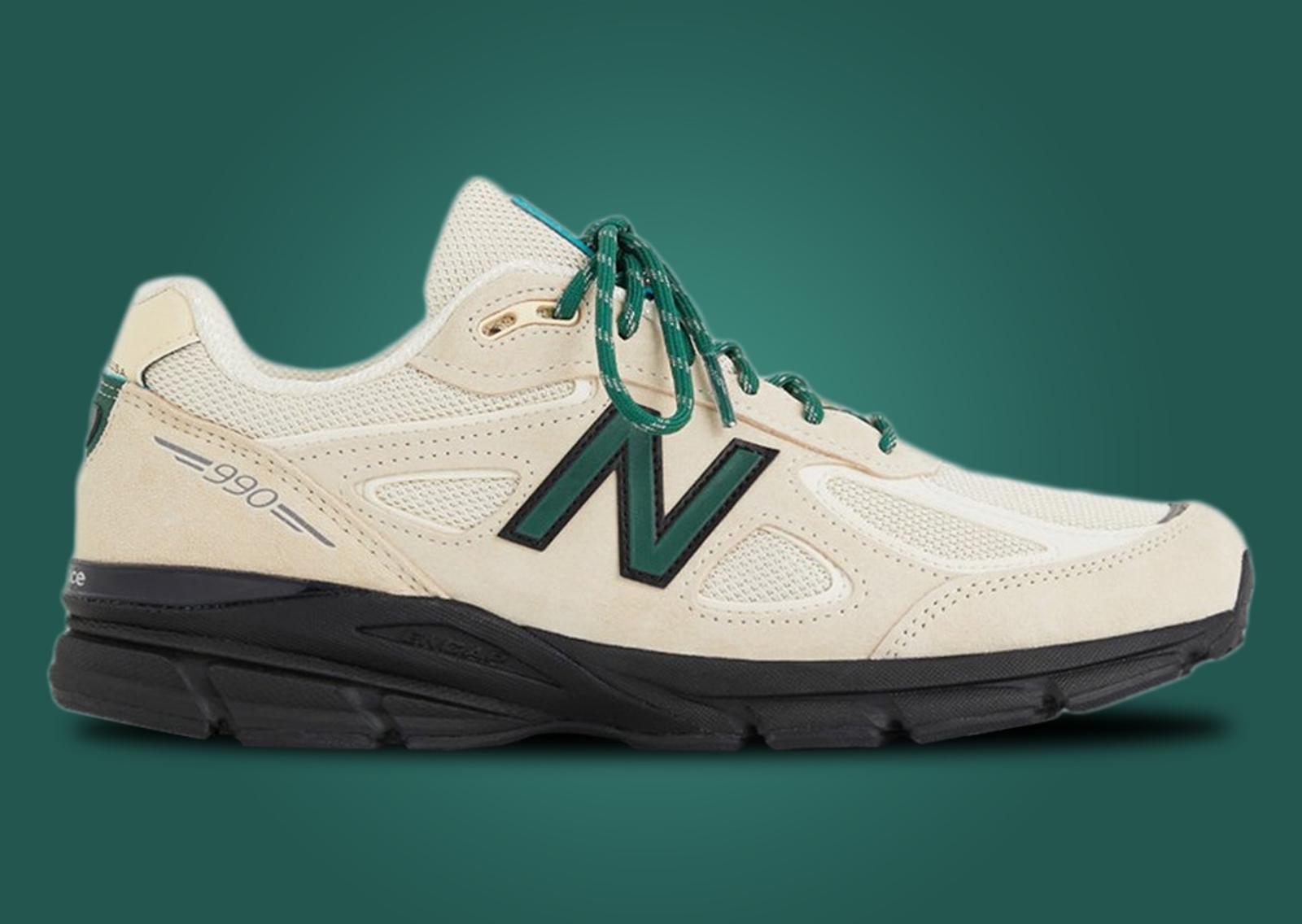 New Balance 990v4 Made in USA Macadamia Green Lateral