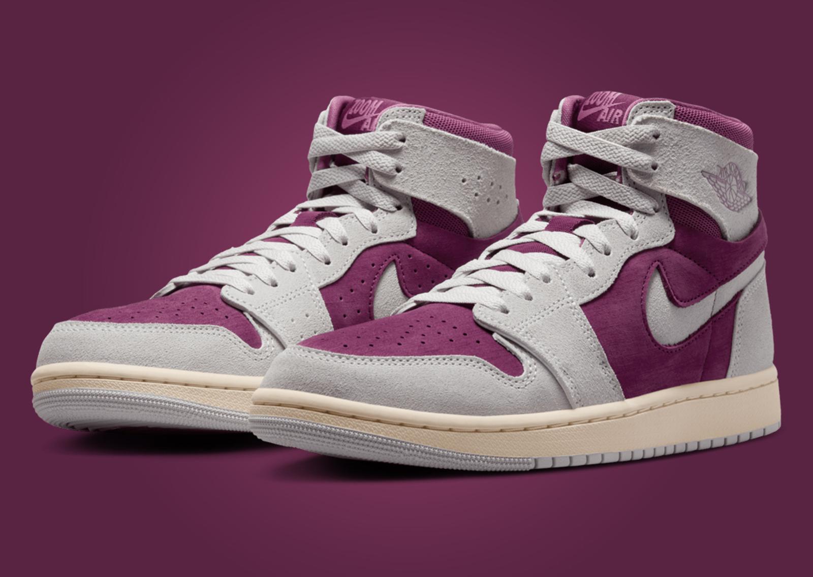 Air Jordan 1 High Zoom CMFT 2 Bordeaux Neutral Grey (W) Lateral Angle