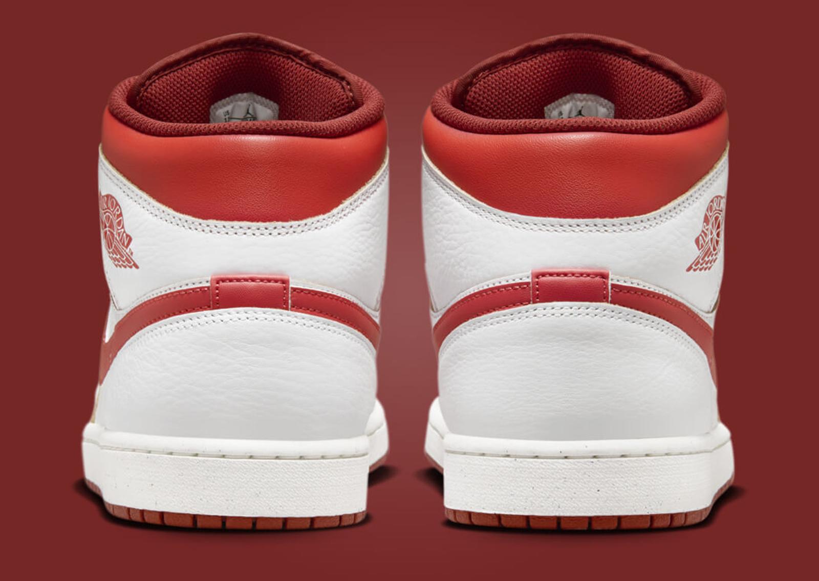 Air Jordan 1 Mid White Dune Red Back