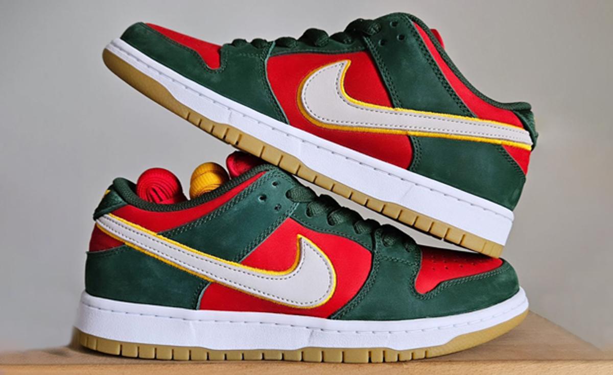 The Nike SB Dunk Low PRM Seattle Supersonics Releases Holiday 2024