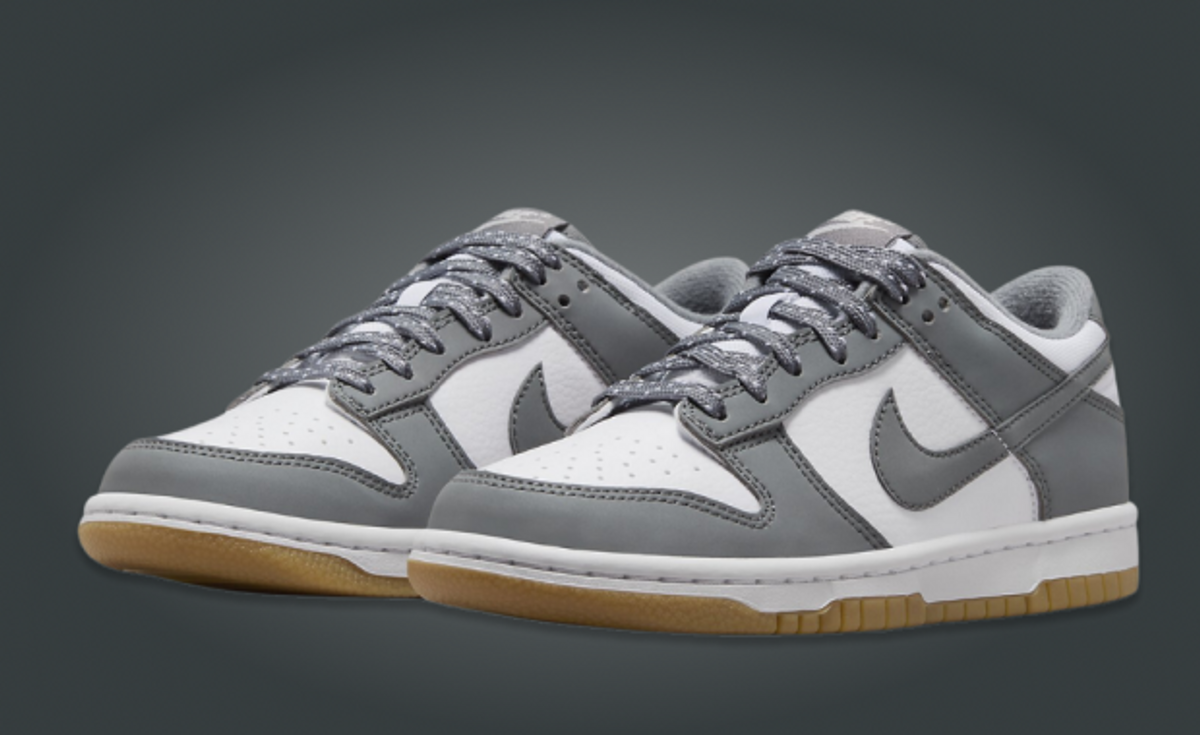 The Kids' Exclusive Nike Dunk Low White Grey Packs a 3M Swoosh