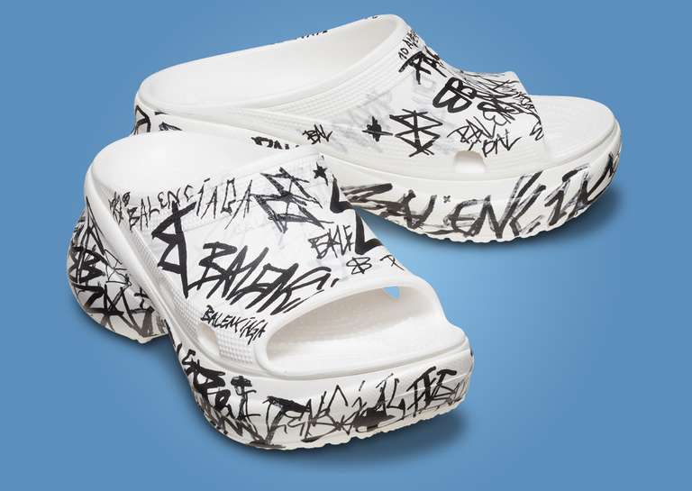 Balenciaga x Crocs Women's Pool Slide Sandal Graffiti Angle