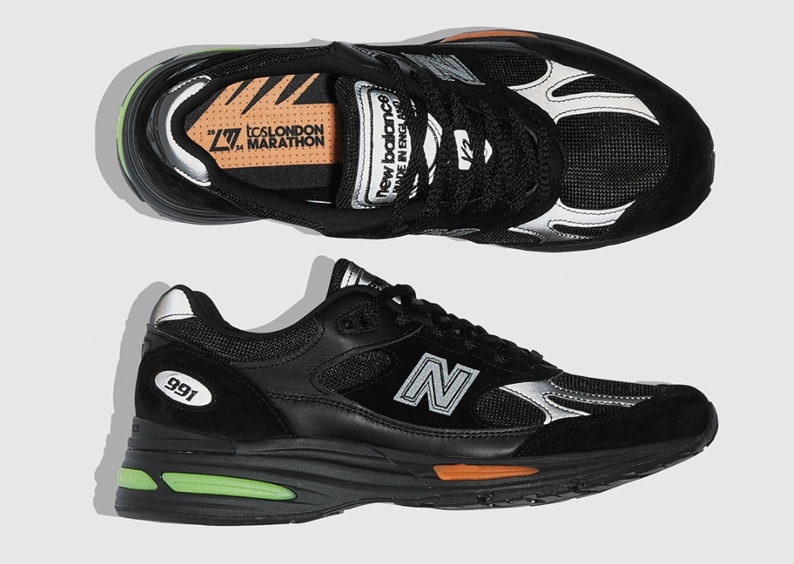 Dover Street Market Exclusive New Balance 991v2 Made in UK London Marathon Lateral and Insole 3M