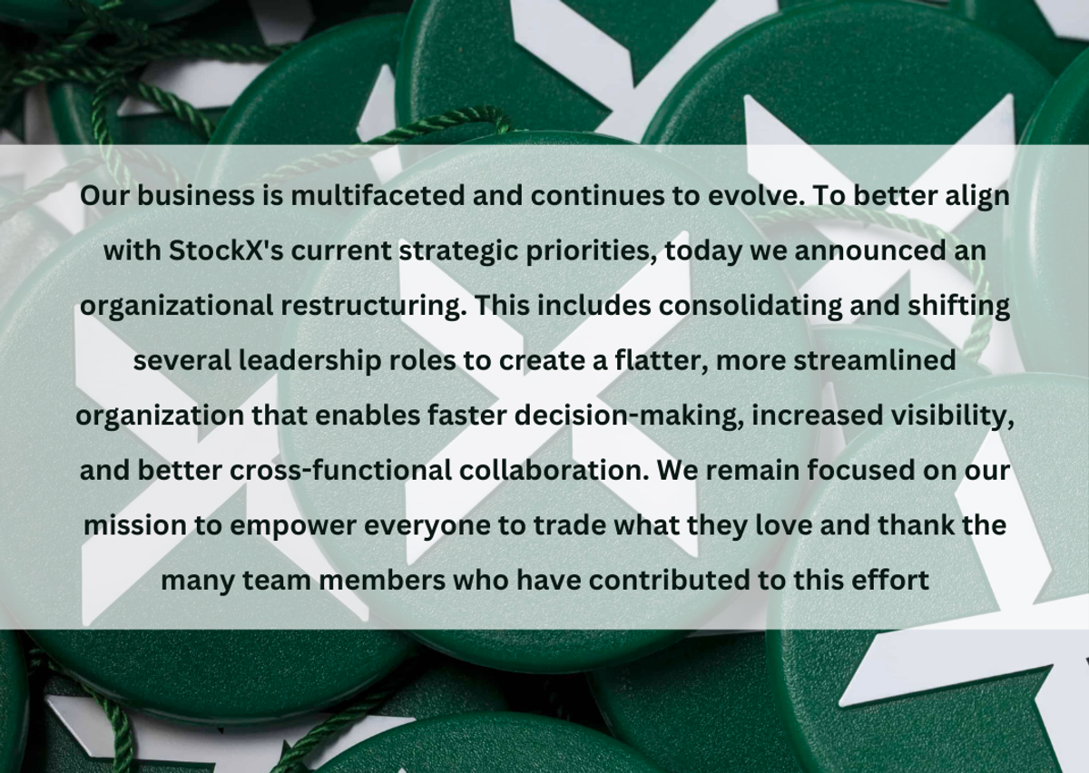 StockX's Statement Regarding Recent Company Restructuring
