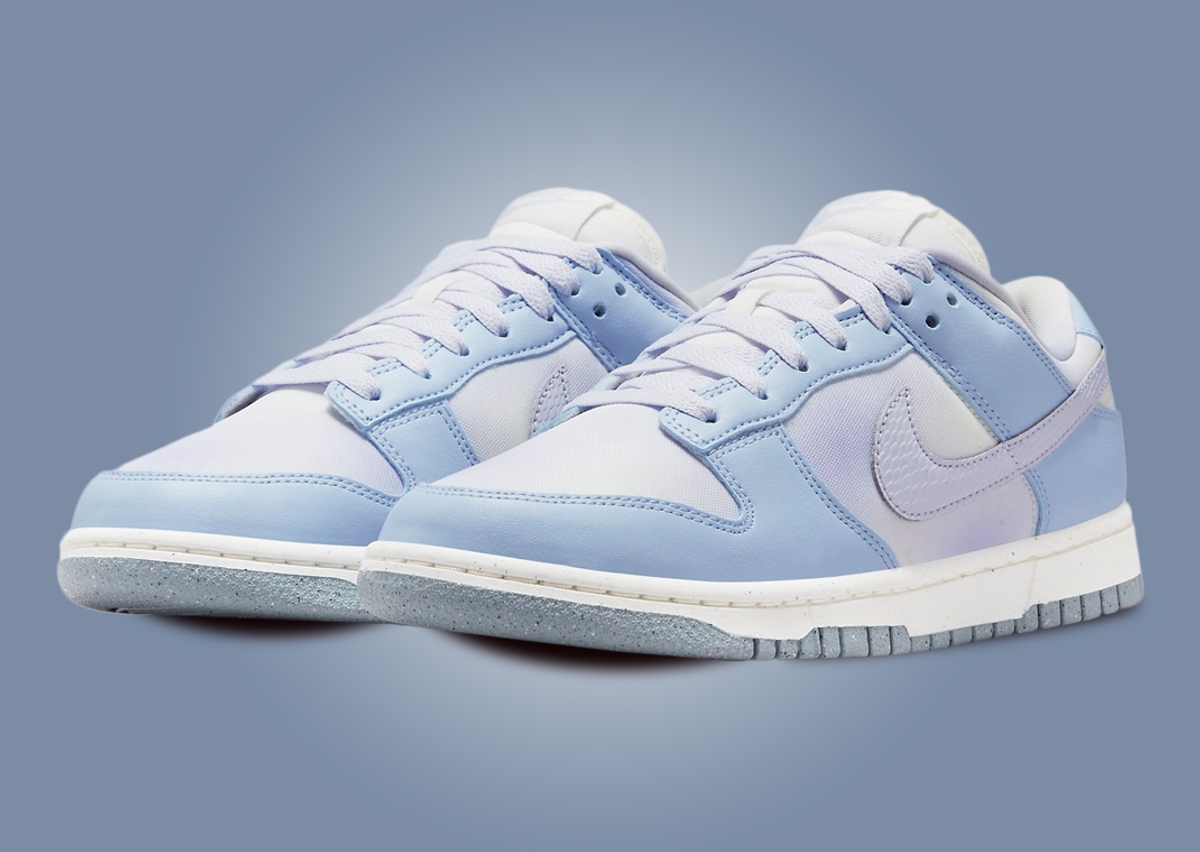 Airbrushed Purple Details Accent This Light Blue Nike Dunk Low