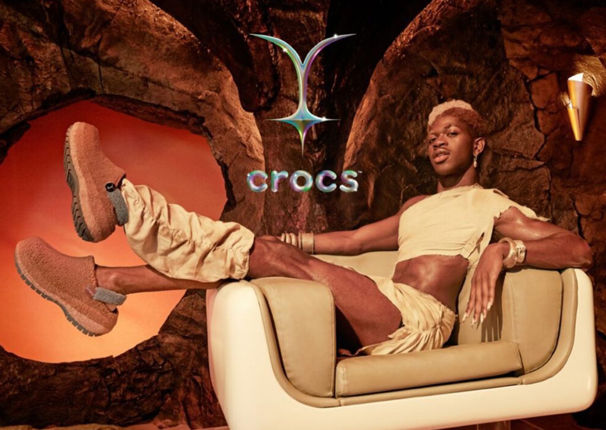 Lil Nas X Posing With His Crocs Mega Crush Collaboration