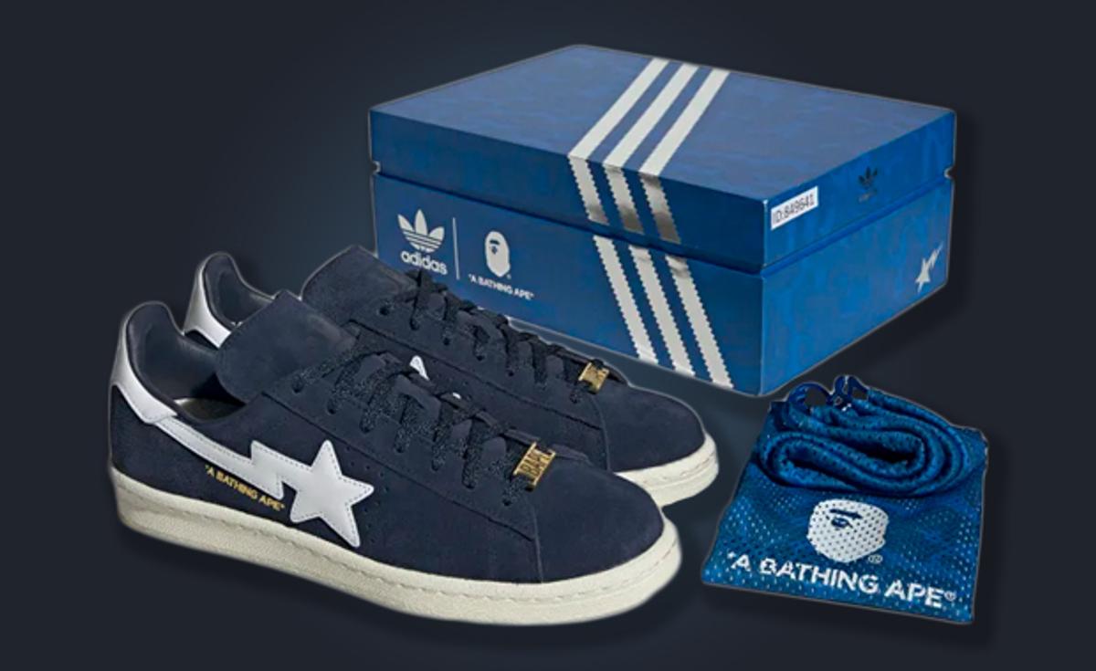 The BAPE x adidas Campus 80s Collegiate Navy Drops On April 1st