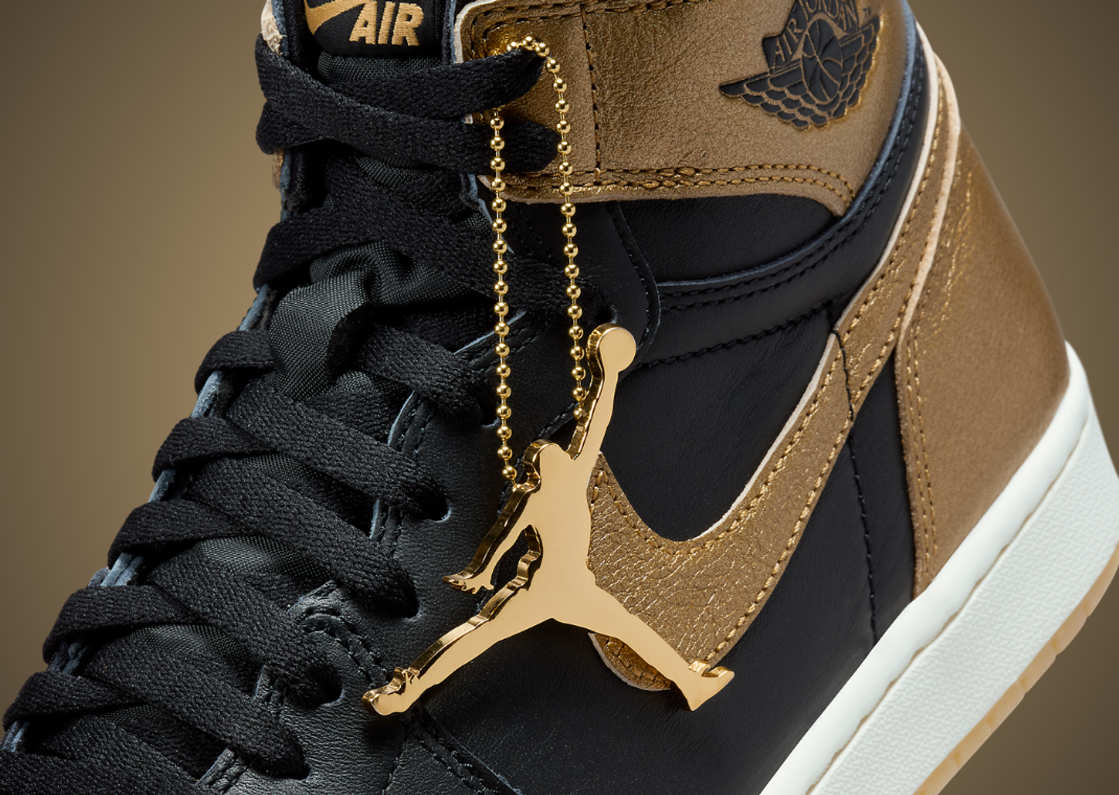 Air Jordan 1 Retro High OG Black Metallic Gold Detail