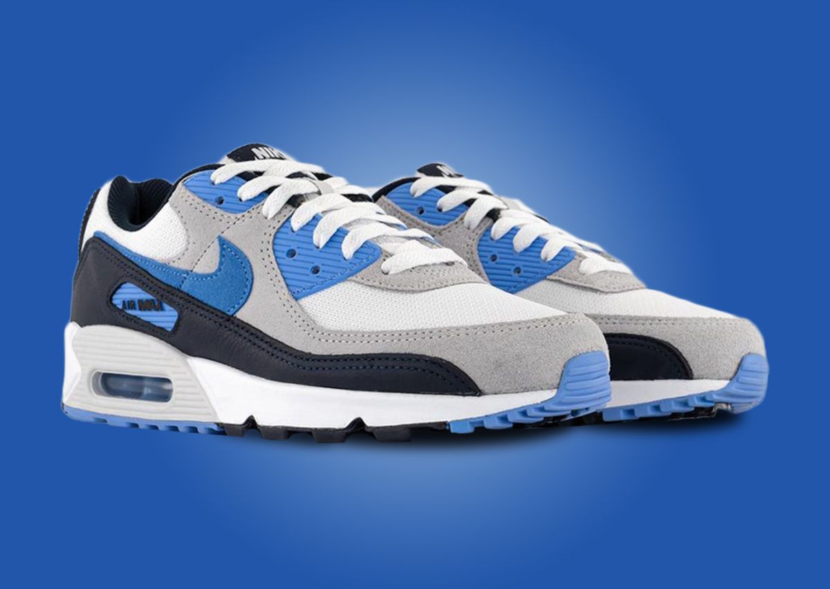 Nike air max 90 white and blue Clearance