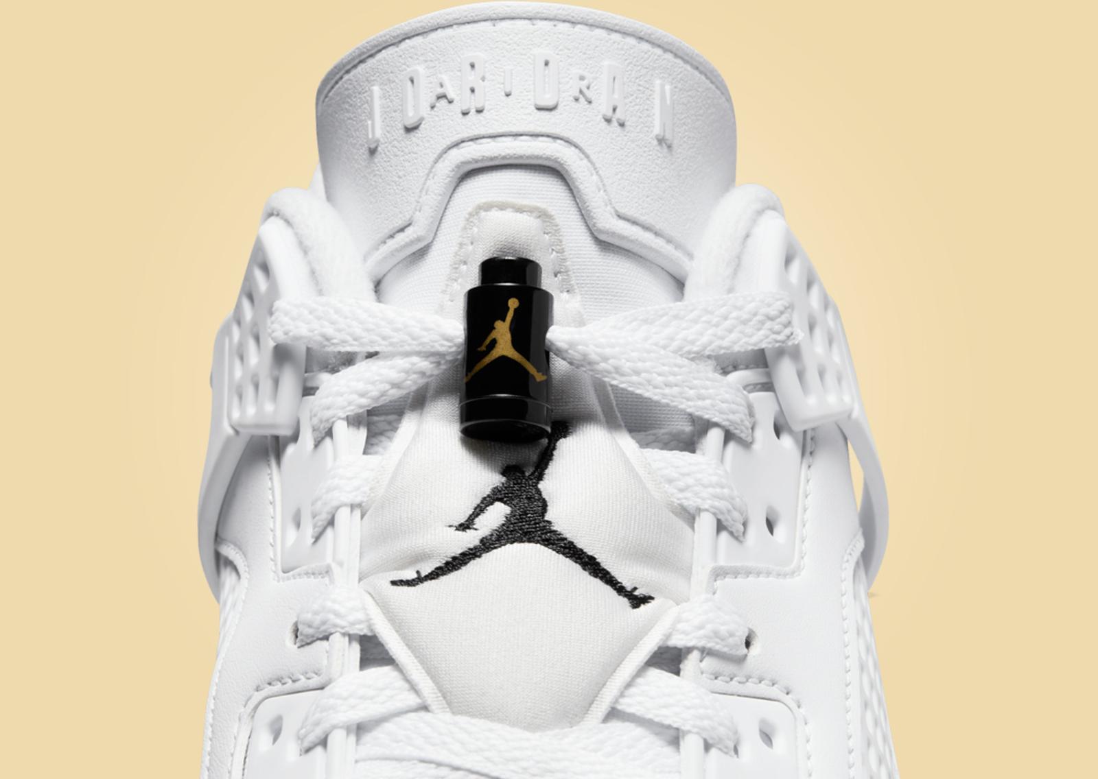 Jordan Spizike Low White Black Metallic Gold Lacelock