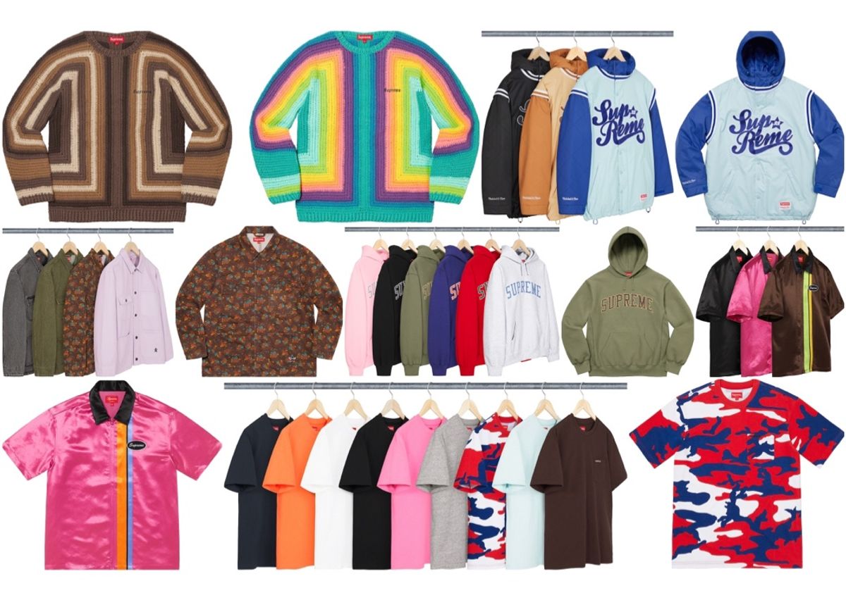 Hand Crochet Sweater, Mitchell & Ness Quilted Sports Jacket, Stars Arc Hooded Sweatshirt, Satin Zip Up S/S Work Shirt, Denim Chore Coat, Pocket Tee