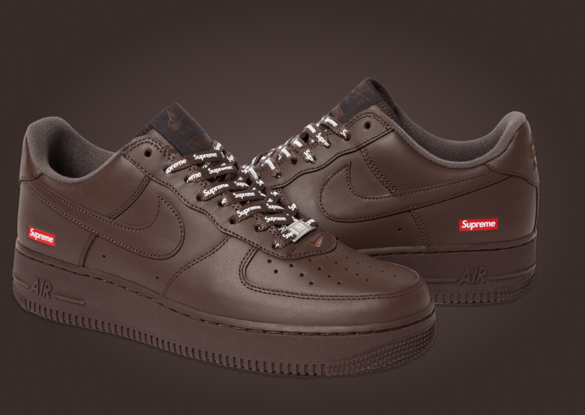 The Supreme x Nike Air Force 1 Baroque Brown Releases