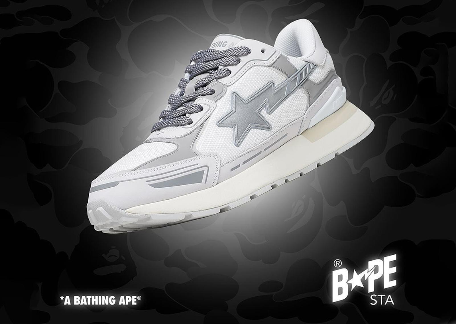 BAPE CROSS STA White Grey Angle